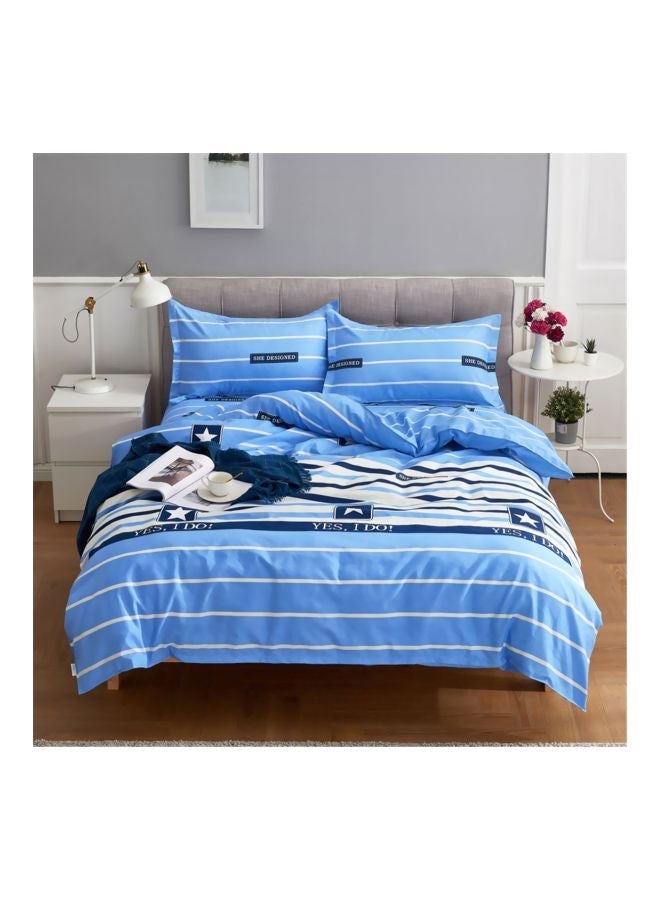 NIBEMINENT 4-Piece Printed Quilt Set Combination Blue/White - Image 1
