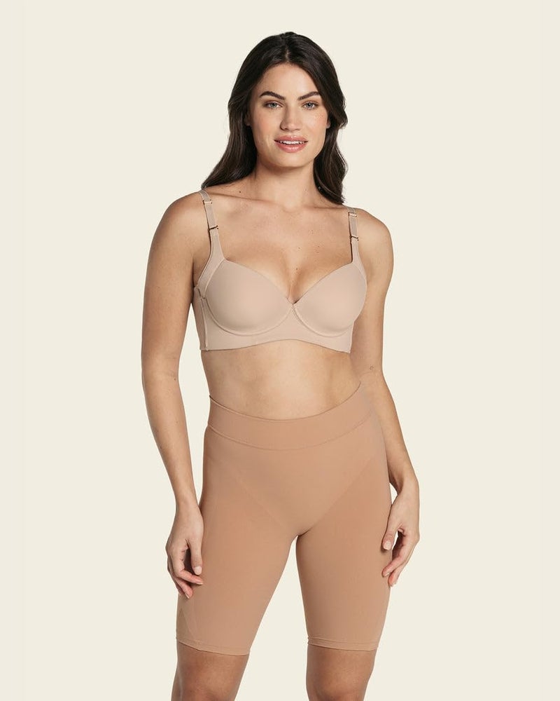 Leonisa womens Well-rounded Invisible Butt Lifter Shaper Short Shapewear Bodysuit, Beige, Small US - Image 4