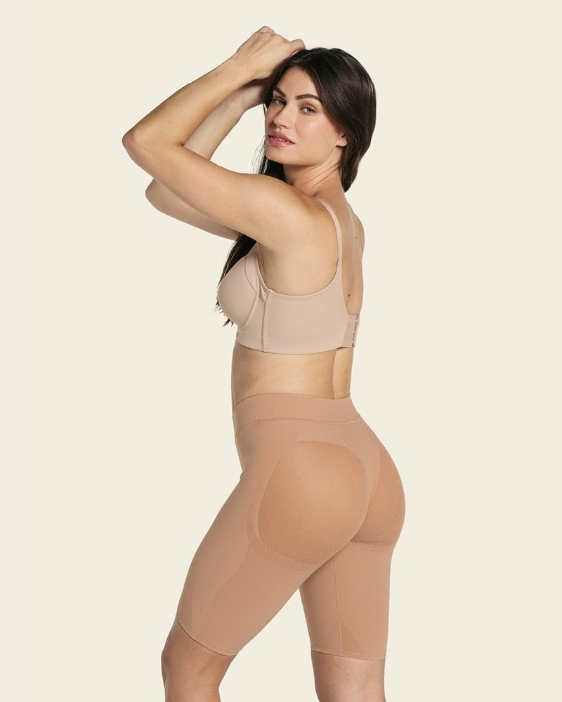 Leonisa womens Well-rounded Invisible Butt Lifter Shaper Short Shapewear Bodysuit, Beige, Small US - Image 3
