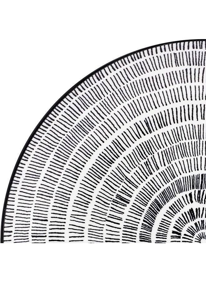 Pfaltzgraff Sketch Serenade Geometric 12 Piece Plates Bowls Dinnerware Set Black and White - Image 3