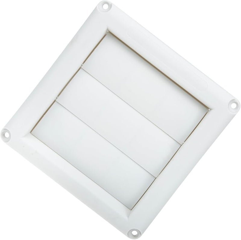 White Plastic Louvered Dryer Vent Cover External Wall Weatherproof Easy to Install - Image 1