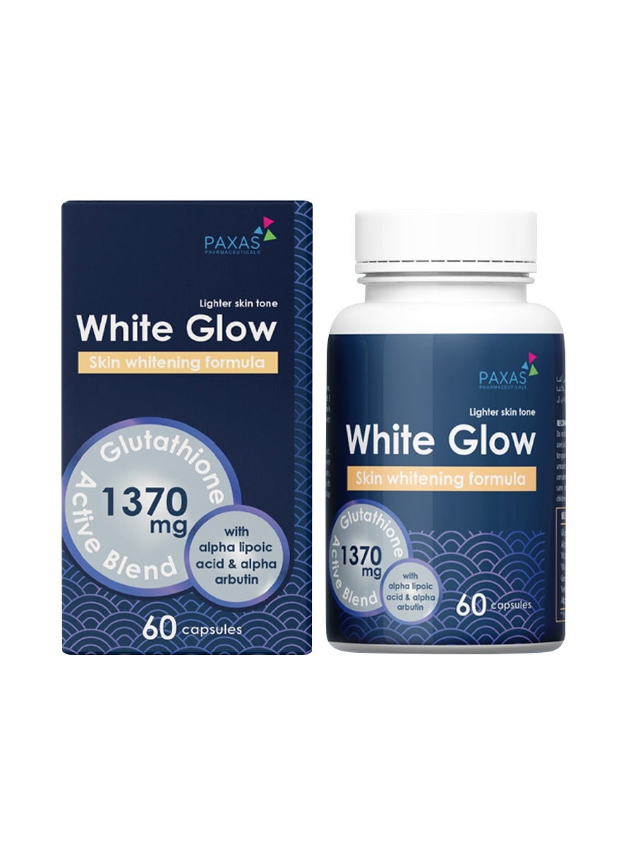 PAXAS White Glow Capsules (60 Capsules) | Advanced Glutathione Active Blend 1370 mg | Skin Brightening & Glow Support Formula | Best Price Kuwait
