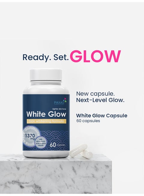 PAXAS White Glow Capsules (60 Capsules) | Advanced Glutathione Active Blend  1370 mg | Skin Brightening & Glow Support Formula | Best Price KSA