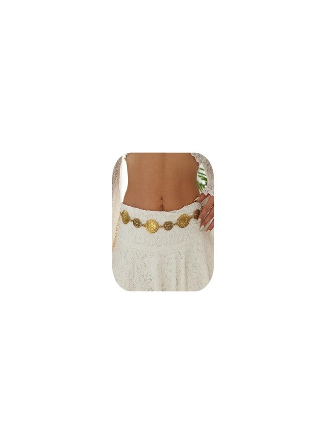 RINHOO Metal Waist Chain Belt for Women Cowgirl Chain Concho Belts for Dresses Jeans Country Concert Outfit (Style 1) - Image 1