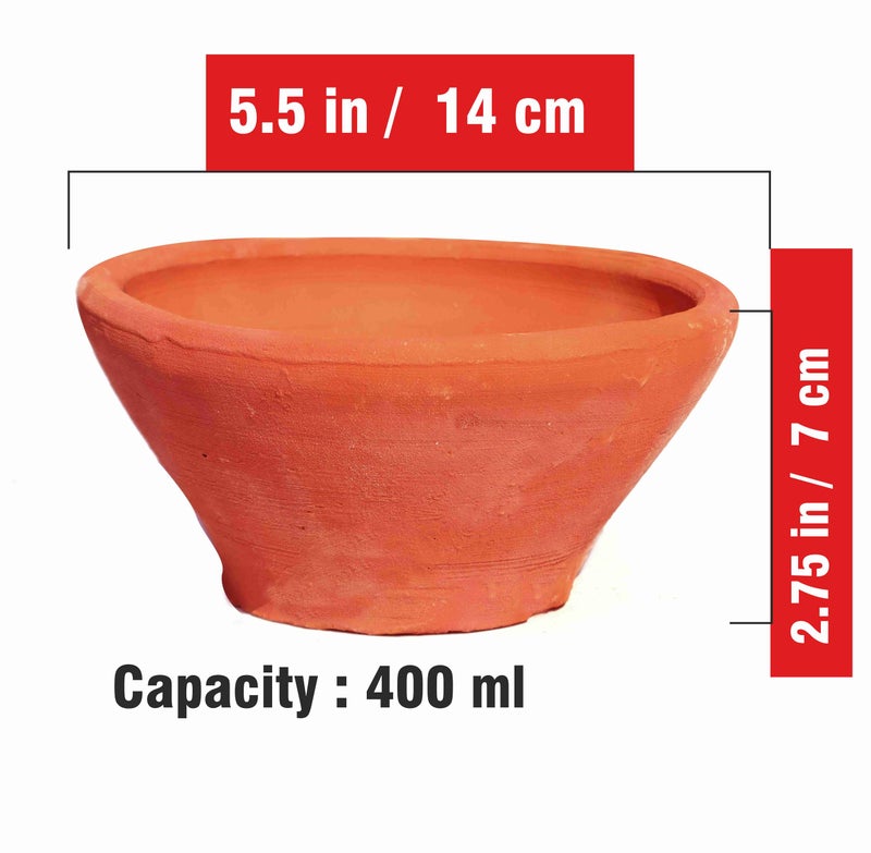 Pure Source India Natural Clay Dahi Handi/Mitti Handi/Curd Pot Without lid (400ML) - Image 3