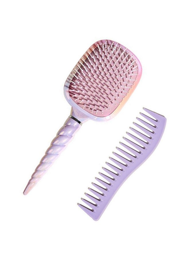 Aethland Paddle Hair Brush Detangling Brush And Hair Comb Set For Women For Blow Drying Or Straightening Hair Soft Comfort Bristles Remove Tangle Hair Brush (Purple) - Image 2