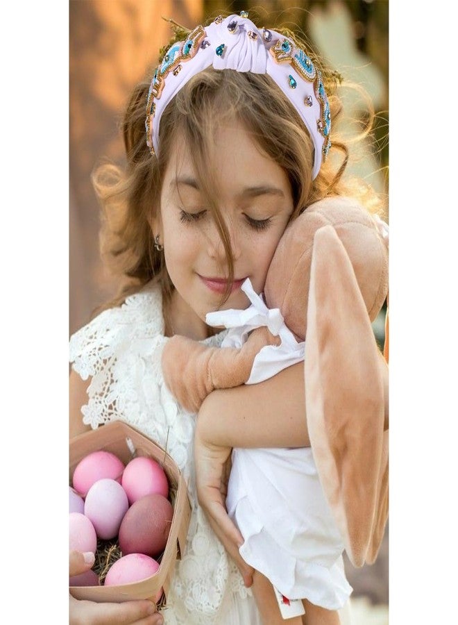 boderier Easter Headbands for Women Girls Beaded Easter Bunny Headband Crystal Jeweled Embellished Wide Knotted Headband Spring Holiday Easter Accessories (Beaded Blue Bunny) - Image 3