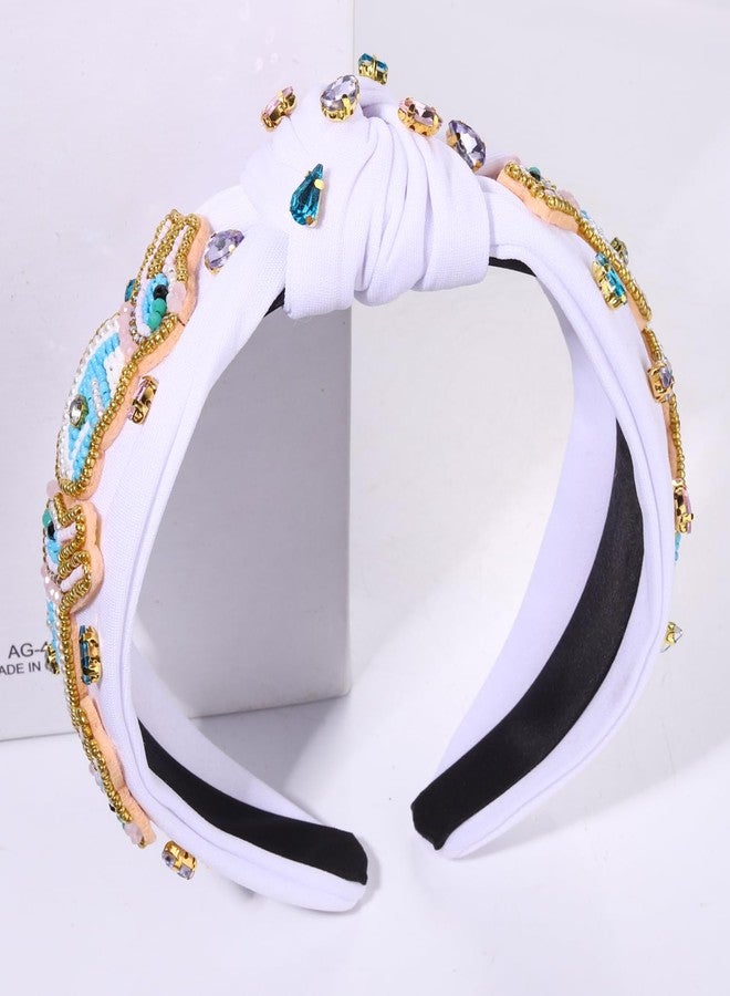 boderier Easter Headbands for Women Girls Beaded Easter Bunny Headband Crystal Jeweled Embellished Wide Knotted Headband Spring Holiday Easter Accessories (Beaded Blue Bunny) - Image 5