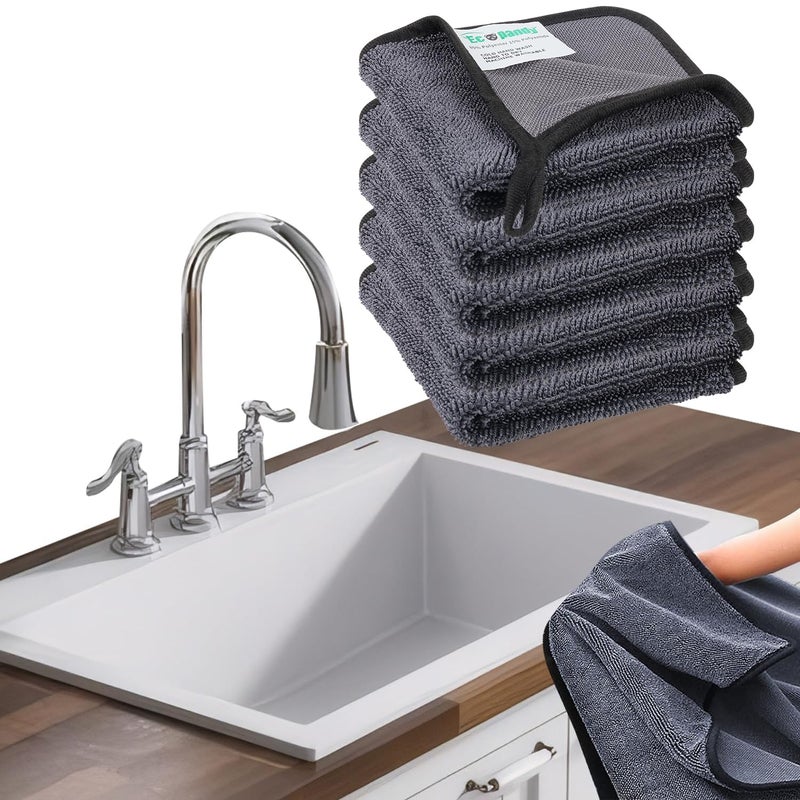 Ecopandy Shiny Cleaning Cloths,3pcs Shiny Drying Towels,Shower Doors Drying Towels,12 * 10in Streak Free Glass Window Car Mirror Super Absorben Microfiber Cleaning Cloths(5pcs grey12*10â€) - Image 1