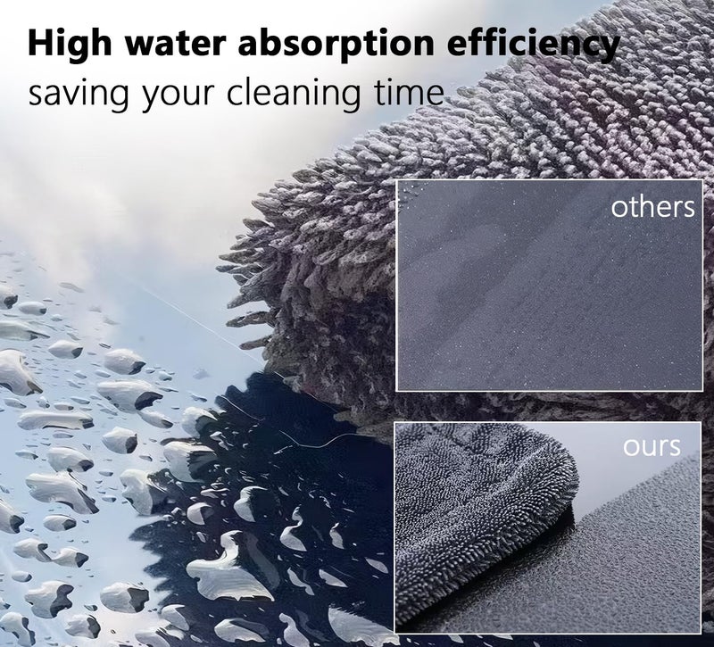 Ecopandy Shiny Cleaning Cloths,3pcs Shiny Drying Towels,Shower Doors Drying Towels,12 * 10in Streak Free Glass Window Car Mirror Super Absorben Microfiber Cleaning Cloths(5pcs grey12*10â€) - Image 4