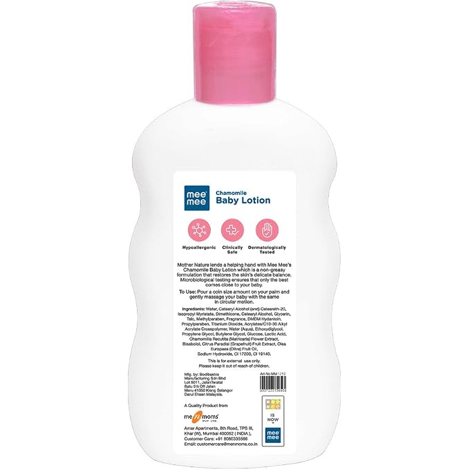 mee mee Chamomile and Fruit Extracts Baby Lotion (200ml) | Nourishing Care for Gentle Baby Skin | Enriched With Chamomile And Fruit Extracts | pH balanced | Ideal For All Skin Types - Image 3