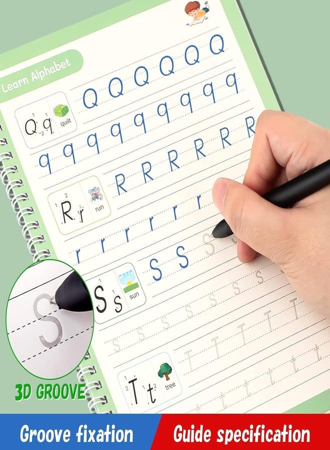 Hocimit Magic Groove Practice Copybook Set for Preschoolers, Ages 3+, 4 Books, 10Refills, 1 Pens, 1Pencil Grips, Numbers and Alphabet Learning - Image 5