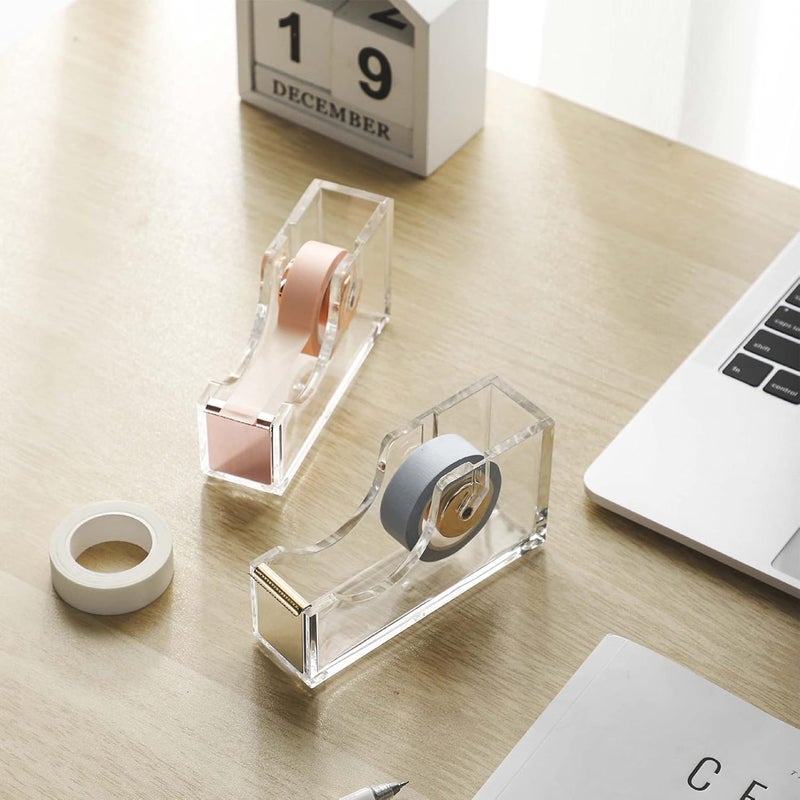 الاكريليك موزع الشريط الشريط موزع مقعد سطح المكتب قاطع الشريط قاعدة غير زلق للمنزل مكتب - Image 4