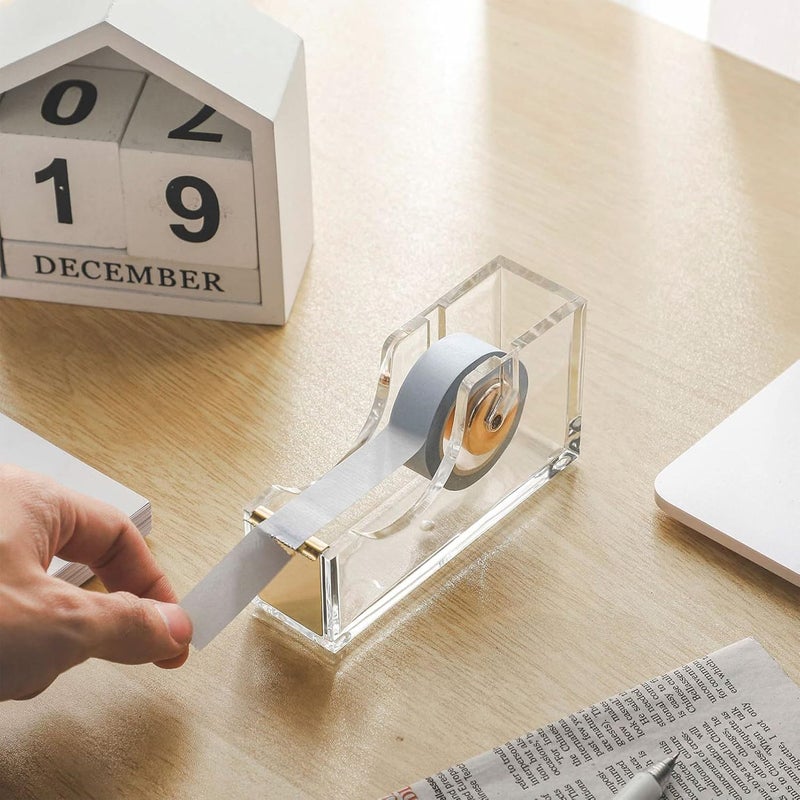 الاكريليك موزع الشريط الشريط موزع مقعد سطح المكتب قاطع الشريط قاعدة غير زلق للمنزل مكتب - Image 3