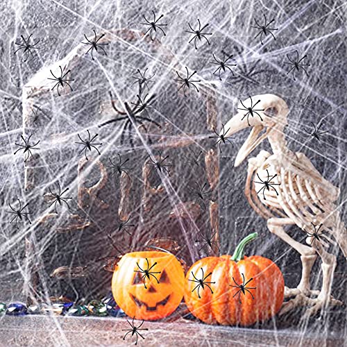 Labrostar 1000 Sqft Halloween Spider Web Decorations with 100 Fake Spiders Spooky Spider Webbing Decorations Indoor Outdoor Party Yard Decor Supplies for Bar Haunted House - Image 5