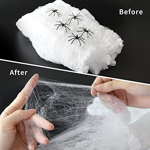 Labrostar 1000 Sqft Halloween Spider Web Decorations with 100 Fake Spiders Spooky Spider Webbing Decorations Indoor Outdoor Party Yard Decor Supplies for Bar Haunted House - Image 3