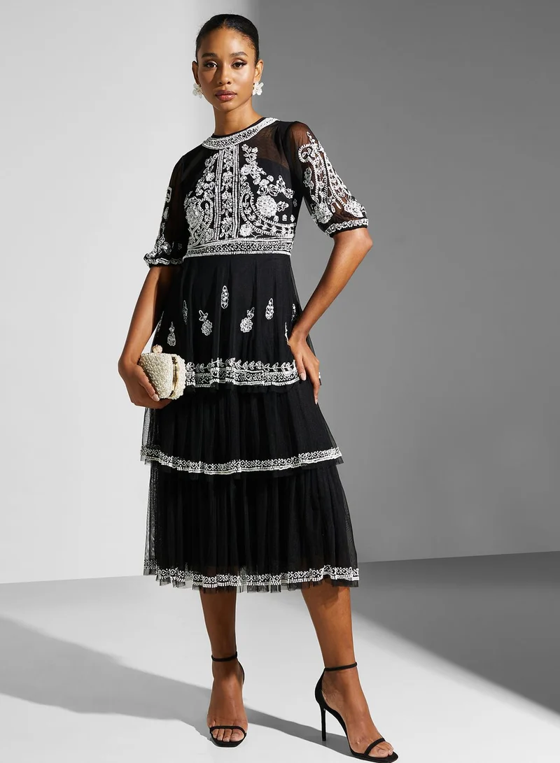 Frock and Frill Floral Beaded Dress