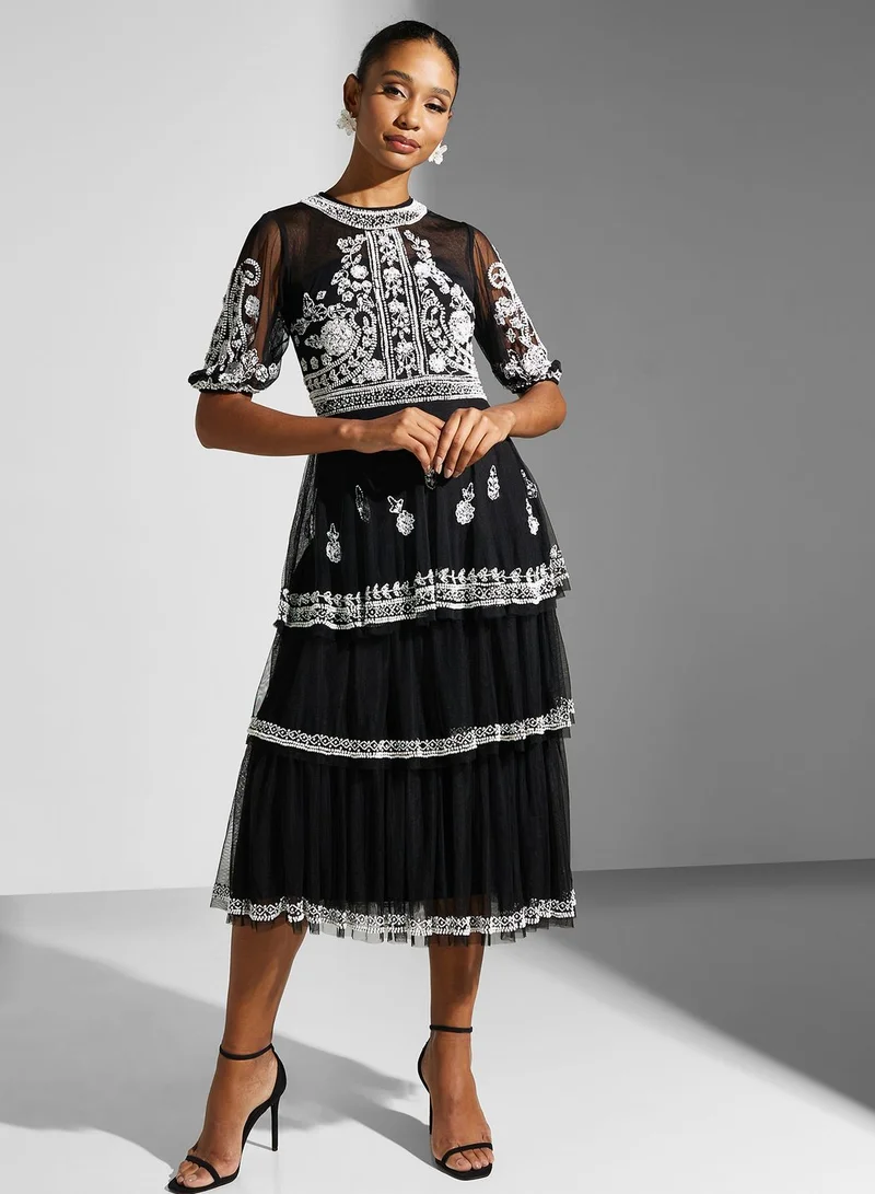 Frock and Frill Floral Beaded Dress