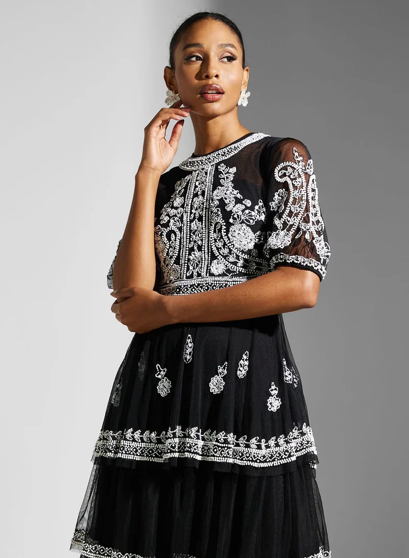Frock and Frill Floral Beaded Dress