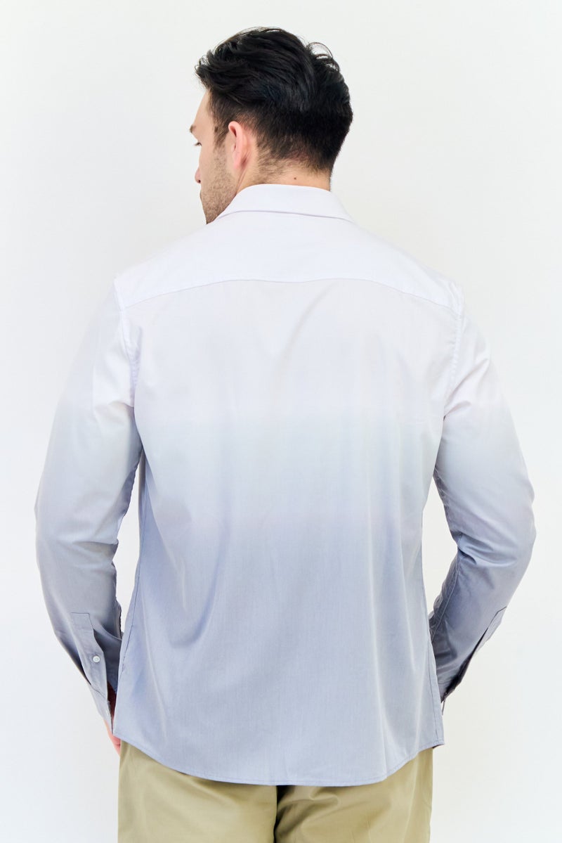 SELECTED Men Regular Fit Ombre Print Long Sleeves Casual Shirt, Multicolor - Image 4