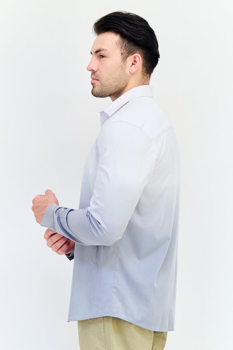 SELECTED Men Regular Fit Ombre Print Long Sleeves Casual Shirt, Multicolor - Image 3