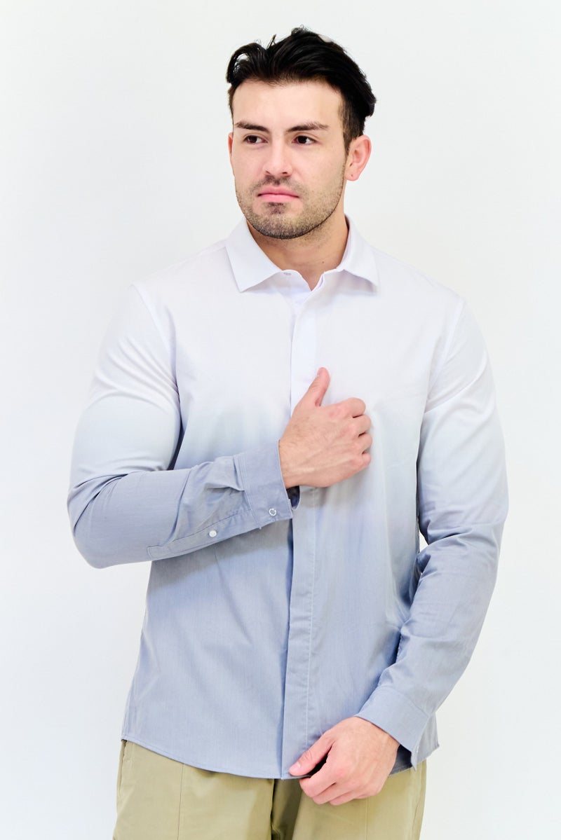 SELECTED Men Regular Fit Ombre Print Long Sleeves Casual Shirt, Multicolor - Image 1