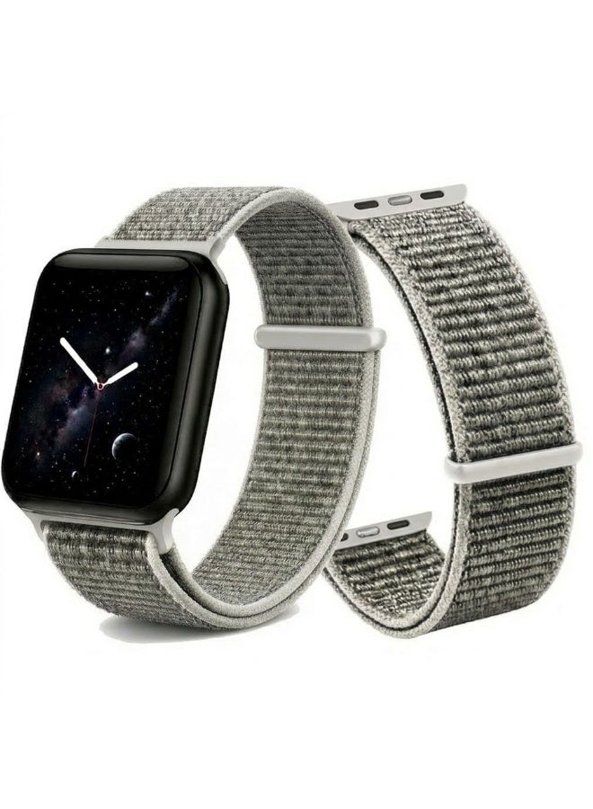 CATANES Breathable Nylon Sport Loop Band Compatible with Apple Watch 44mm 45mm 46mm 49mm for Women Men, iWatch Wrist Straps for Ultra 3 2, Se, Series 11 10 9 8 7 - silver fox - Image 2