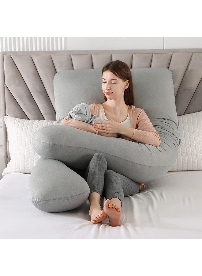 Pregnancy Pillows for Sleeping,U Shaped Maternity Full Body Pillow for Pregnant Women with Hip,Leg,Back,Belly Support,Washable Jersey Cover Included(Light Grey)  - Image 1