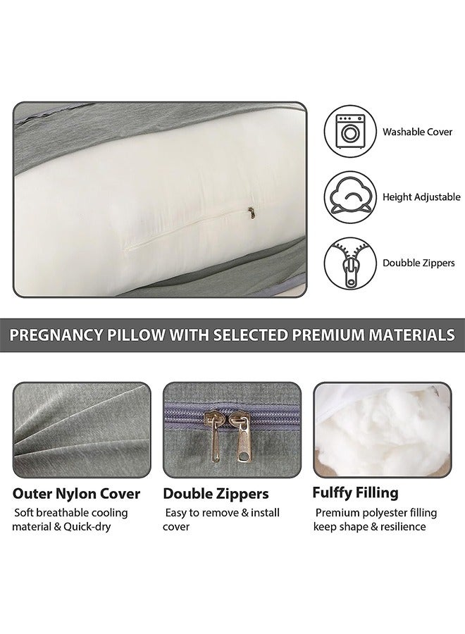 Pregnancy Pillows for Sleeping,U Shaped Maternity Full Body Pillow for Pregnant Women with Hip,Leg,Back,Belly Support,Washable Jersey Cover Included(Light Grey)  - Image 4
