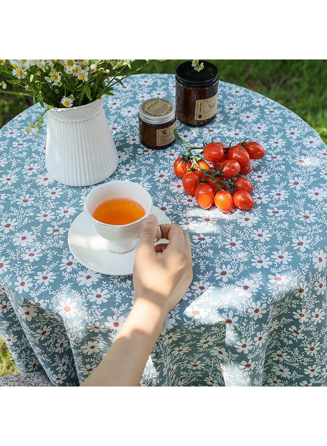 Bluejw Fresh Style Pastoral Style Tablecloth Tassel Table Mat Coffee Table Cover Cloth Blue Floral Background Cloth Daisy French Tablecloth - Image 5
