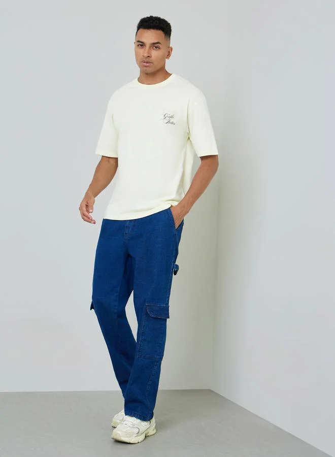 ستايلي Men Graphic Print Oversized Jersey T-Shirt