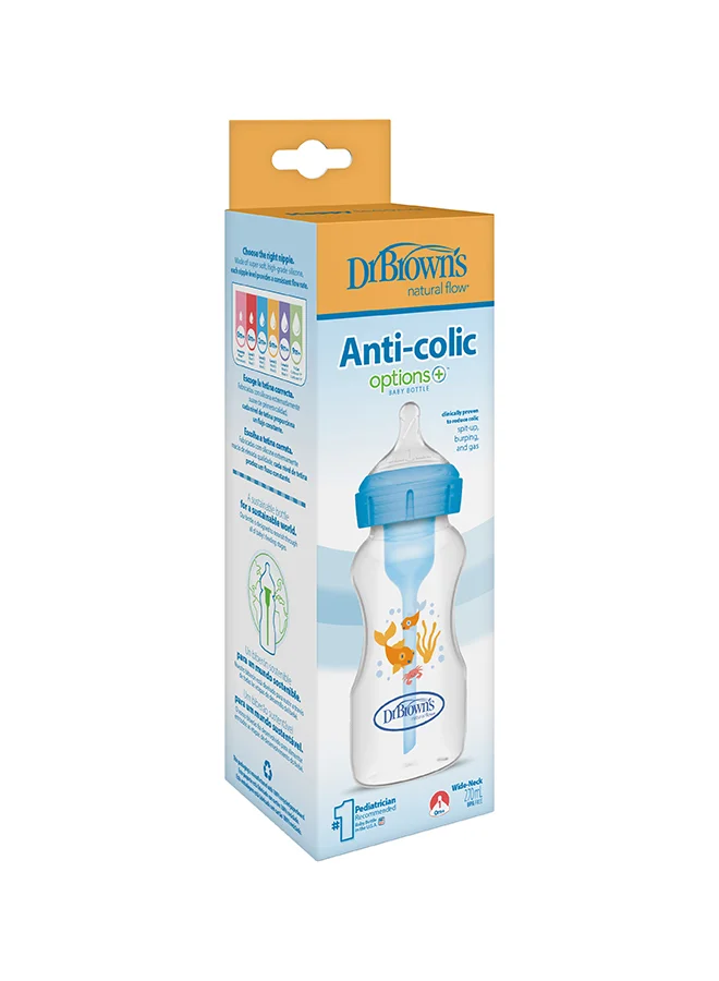 دكتور براونز 9 oz/270 mL PP W-N Anti-Colic Options+ Baby Bottle, Blue Goldfish, 1-Pack
