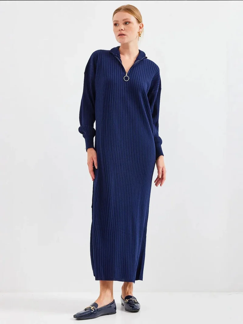 بيغ دارت BDART Textured Knit Dress with Half Turtleneck and Zipper