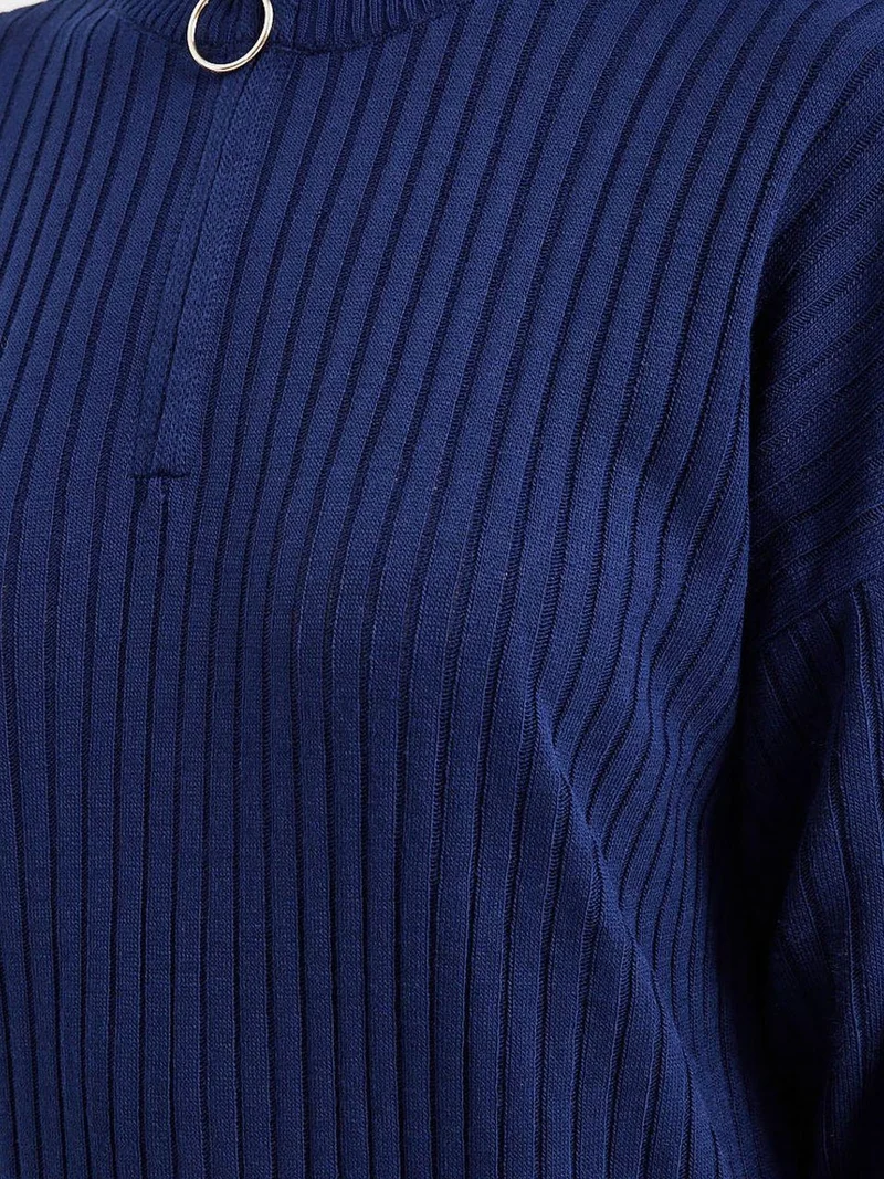 BIG DART BDART Textured Knit Dress with Half Turtleneck and Zipper