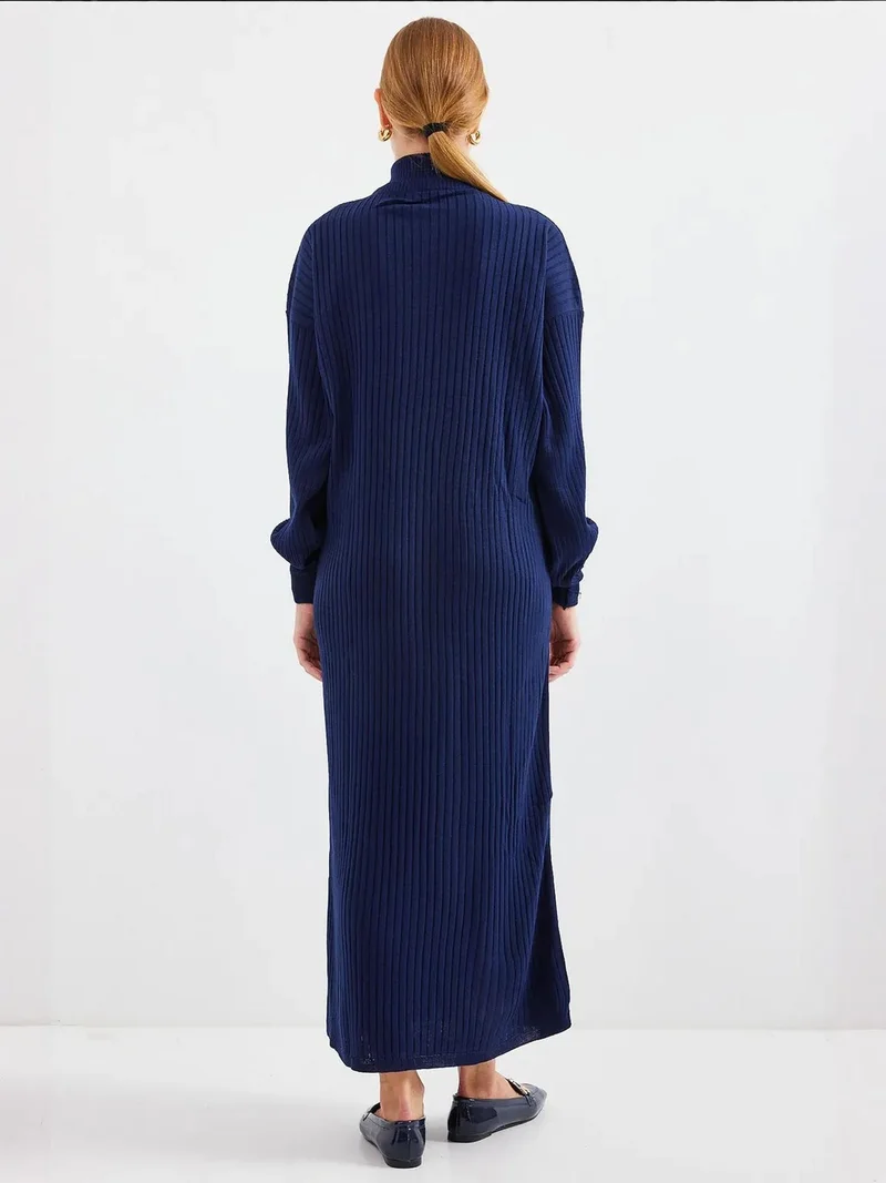 BIG DART BDART Textured Knit Dress with Half Turtleneck and Zipper