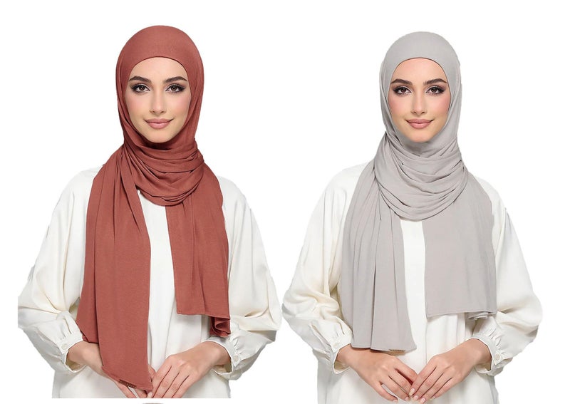 ICW Women's UV Protection Light Weight Jersey Cotton Summer Scarf Stoles Shawl head scarves for girls Dn03 (Pack of 2) (COLOUR 1) - Image 5