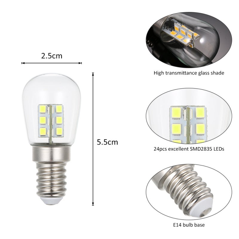 Refrigerator Light: E14 Bulb Base Socket Holder, Mini Size, Low Power Consumption, SMD2835 LED - 30,000 Hours Lifespan, 24PCS High Bright LEDs for Refrigerator Use - Image 4