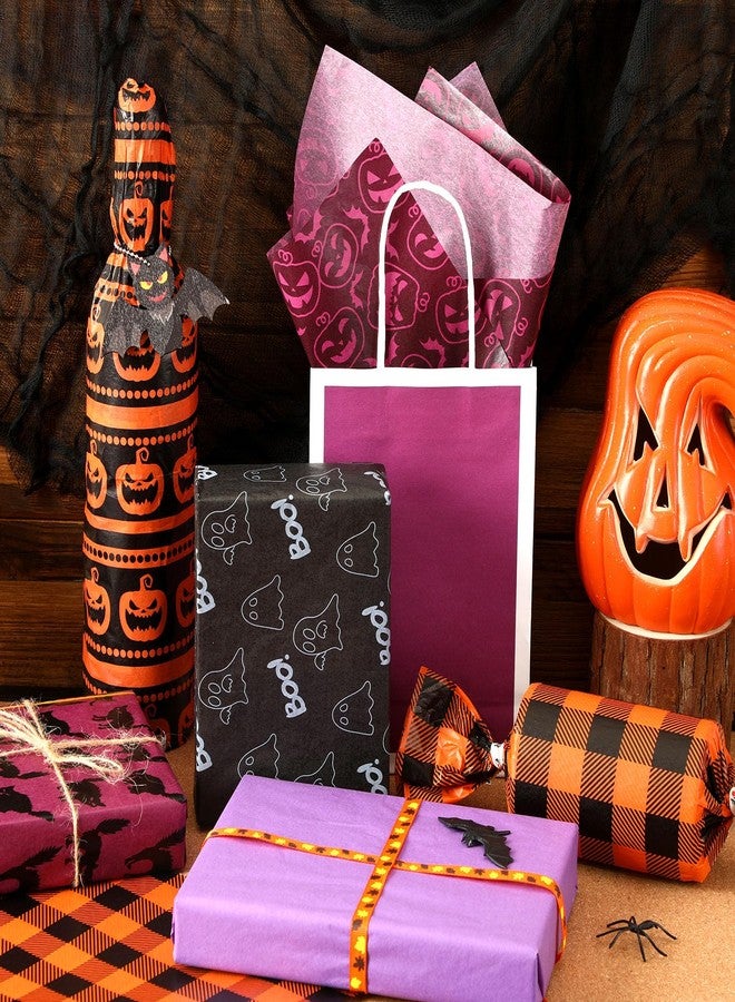 SANNIX 100 Sheets Halloween Tissue Paper Black Orange Wrapping Paper with Cobweb Bat Ghost Pumpkin Pattern for Halloween DIY Crafts Fall Holiday Decoration Gift Packing 19.7 ×13.8 Inch (10 Patterns - Image 3