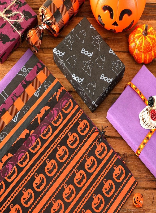SANNIX 100 Sheets Halloween Tissue Paper Black Orange Wrapping Paper with Cobweb Bat Ghost Pumpkin Pattern for Halloween DIY Crafts Fall Holiday Decoration Gift Packing 19.7 ×13.8 Inch (10 Patterns - Image 5