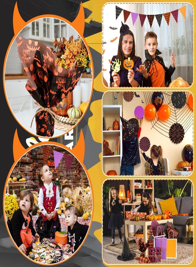SANNIX 100 Sheets Halloween Tissue Paper Black Orange Wrapping Paper with Cobweb Bat Ghost Pumpkin Pattern for Halloween DIY Crafts Fall Holiday Decoration Gift Packing 19.7 ×13.8 Inch (10 Patterns - Image 4