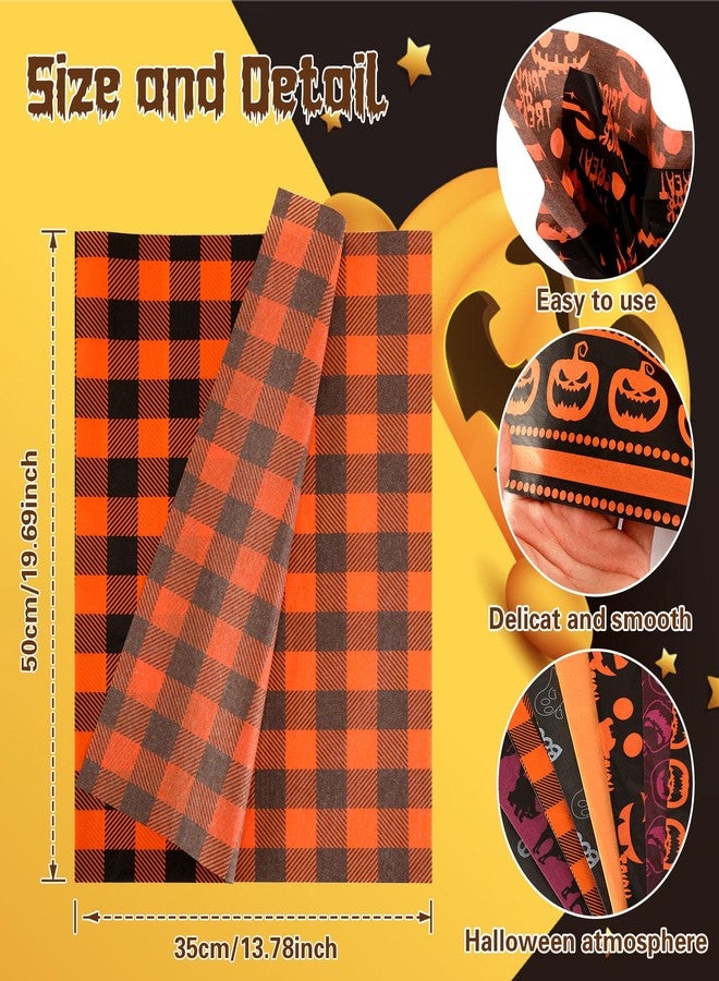 SANNIX 100 Sheets Halloween Tissue Paper Black Orange Wrapping Paper with Cobweb Bat Ghost Pumpkin Pattern for Halloween DIY Crafts Fall Holiday Decoration Gift Packing 19.7 ×13.8 Inch (10 Patterns - Image 2