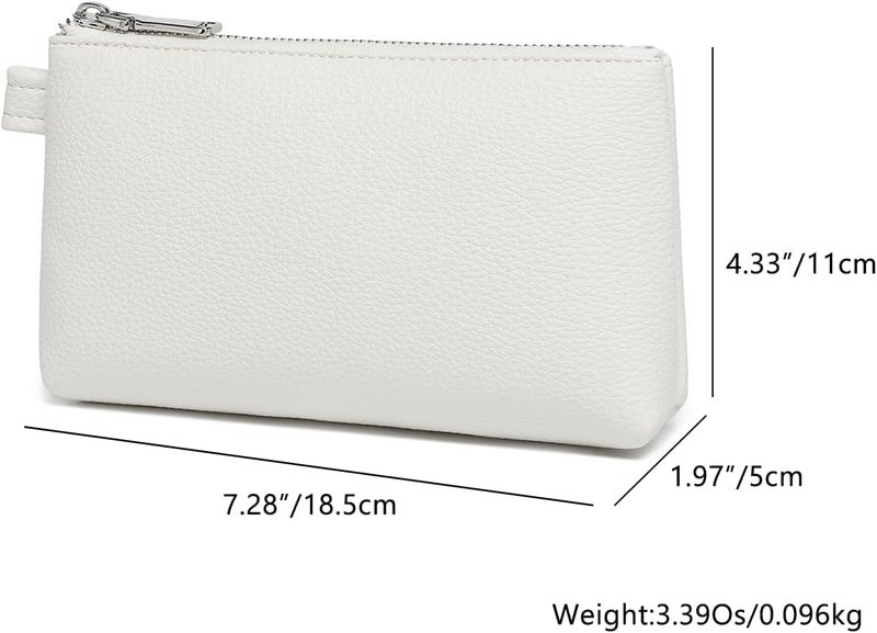 YONBEN PU Leather Makeup Simple and Convenient Handbag Small Exquisite Storage Bag, PU/Off-white, Simple - Image 2