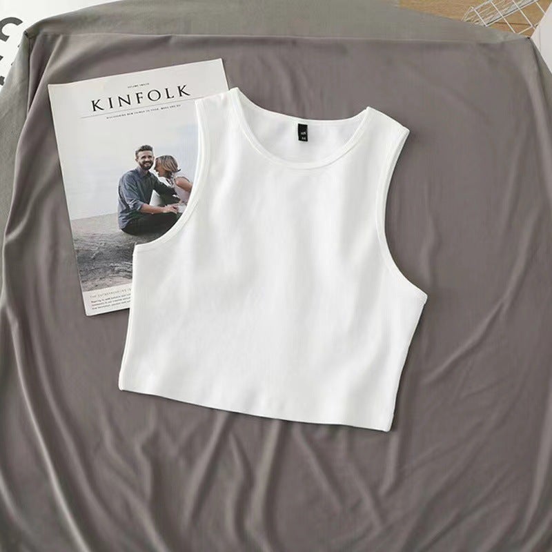 Summer Crop Top Sleeveless Tank Women Navy blue  - Image 3