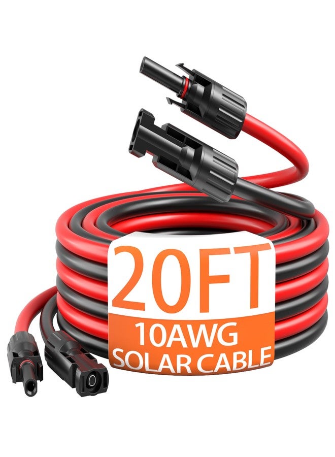 energeaster 10AWG Solar Cable with Pair of Connectors Solar Panel Adaptor Kit Tool, Extension Cable,10 Gauge Wire,Red and Black(20FT Red + 20FT Black) - Image 1