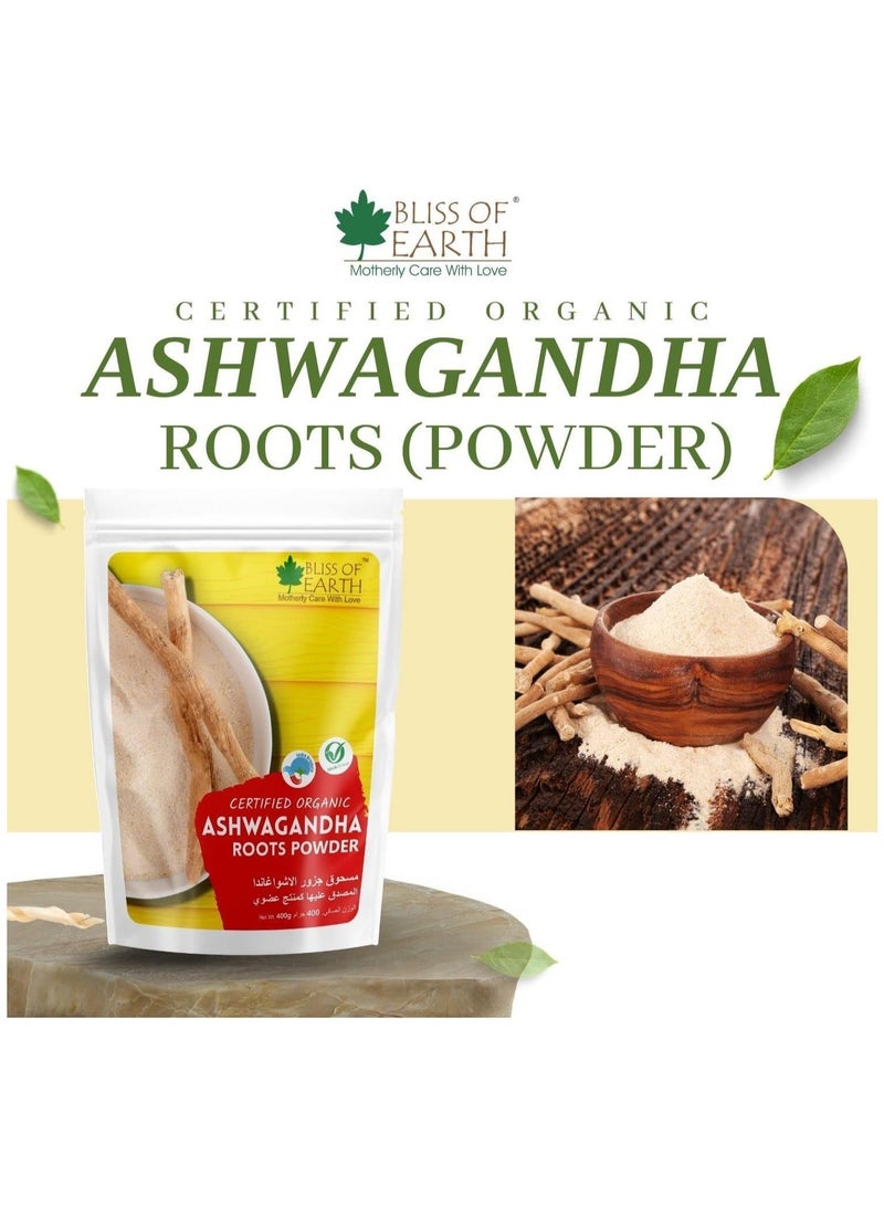 BLISS OF EARTH 4x100gm Ashwagandha Root Powder Organics Certified Withania Somnifera Helps To Promotes Better Strength and Stamina - Image 2