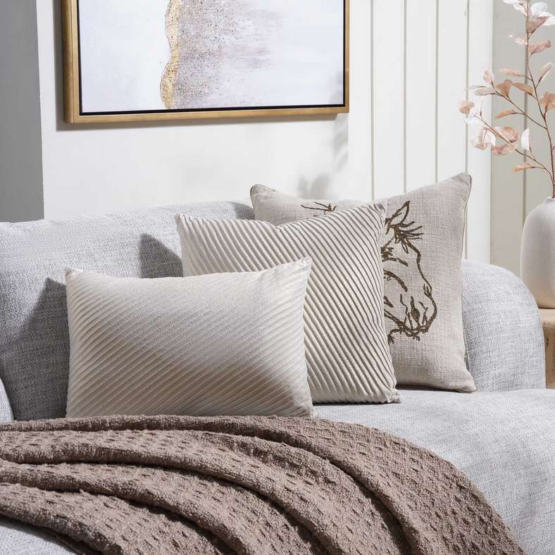 Pan Home Cream Velvet Filled Cushion 35X50cm