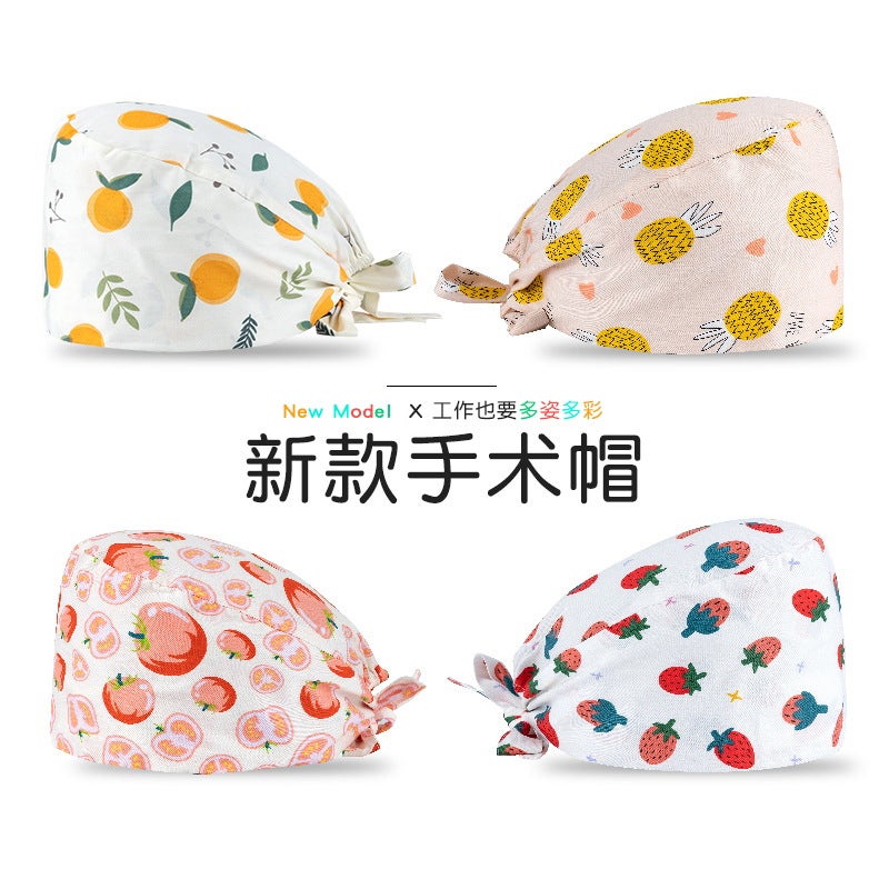 Surgical Cap Frosted Cap Women'S Pure Cotton Surgical Tie-Up Printed Nurst'S Cap New Buckle Men'S Dental And Dental Work Cap - Image 3