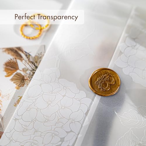 AZAZA 50 Pack Pre-Folded Vellum Jackets for 5x7 Invitations,AZAZA Elegant Translucent Invitation Sleeves,115GSM Vellum Jackets 5x7, Wedding Invitation Accessories, for Weddings Birthdays, Hydrangea Floral - Image 5