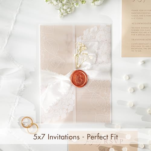 AZAZA 50 Pack Pre-Folded Vellum Jackets for 5x7 Invitations,AZAZA Elegant Translucent Invitation Sleeves,115GSM Vellum Jackets 5x7, Wedding Invitation Accessories, for Weddings Birthdays, Hydrangea Floral - Image 4