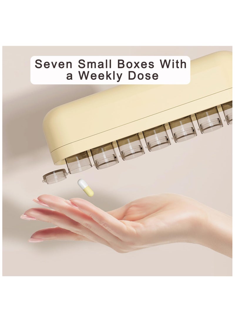 SYOSI 7-Day Weekly Pill Organizer with 7 Small Tubes for a Week - Compact Travel Pill Case for Daily Medication Management, Perfect as a Vitamin or Supplement Organizer, Travel Pill Container (Beige)  - Image 5